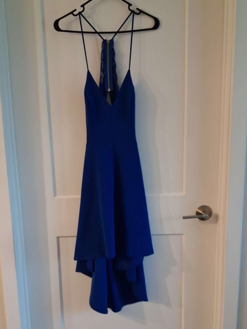 Royal Blue High-Low Spaghetti Strap Dress